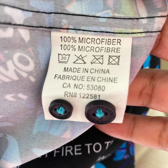 SUGAR Shirt Men's 2XL Colorful All-Over Print Dress Long Sleeve Flip Cuff - Picture 10 of 12